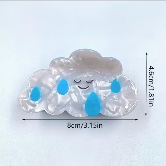 Cute Cloud Hair Clip with Blue Raindrops - Picture 4 of 4